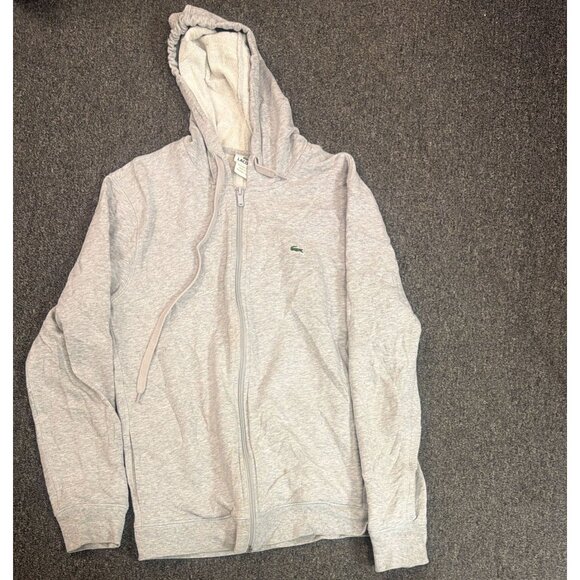 Lacoste Full Zip Hoodie Sweatshirt Mens Size 3 (Small) Grey Heather Logo - Picture 1 of 4